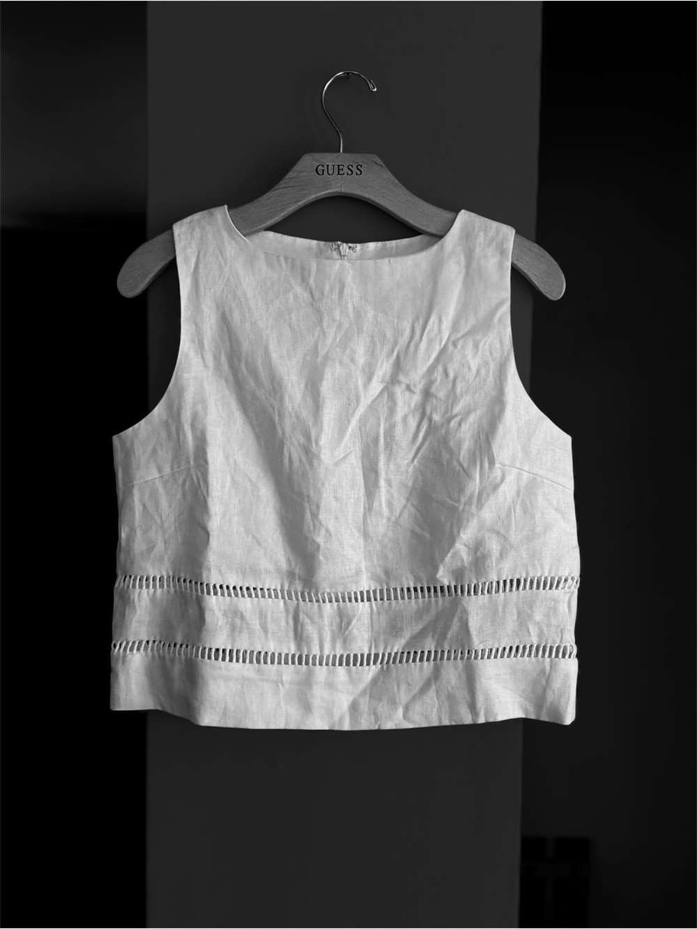 DISSH White Crochet-Trim Sleeveless Cropped Tank